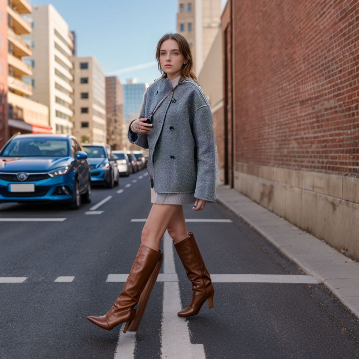 Damen modische Kurzjacke mit doppelter Knopfreihe und lässigen Ärmeln ModeGeist