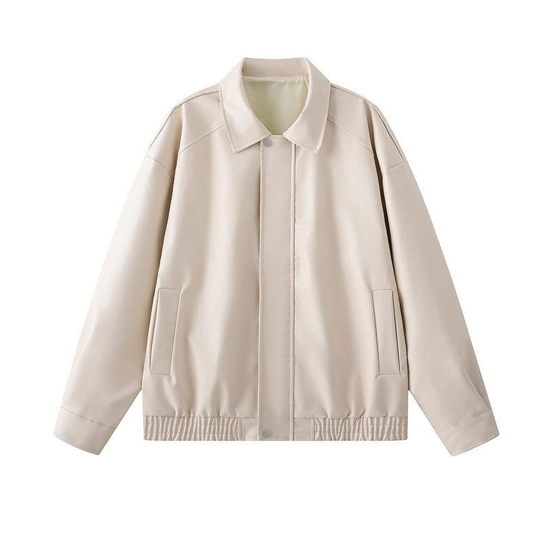 Herren elegante Kunstlederjacke mit elastischem Bund ModeGeist