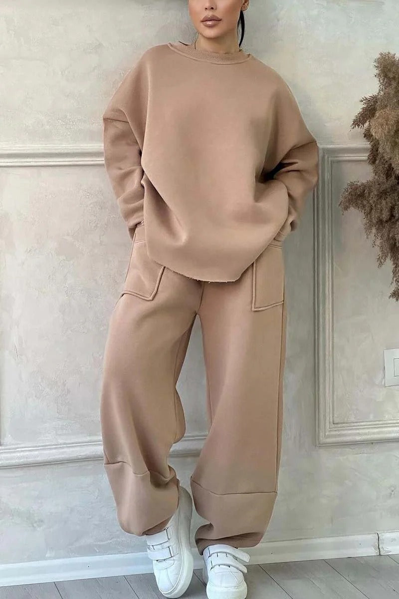 Damen Cozy Oversized Sweat-Set mit geräumigen Taschen und angenehmem Schnitt ModeGeist