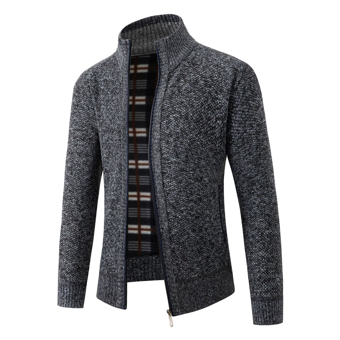 Herren Strickjacke mit modernem Stehkragen und klassischem Innenfutter ModeGeist
