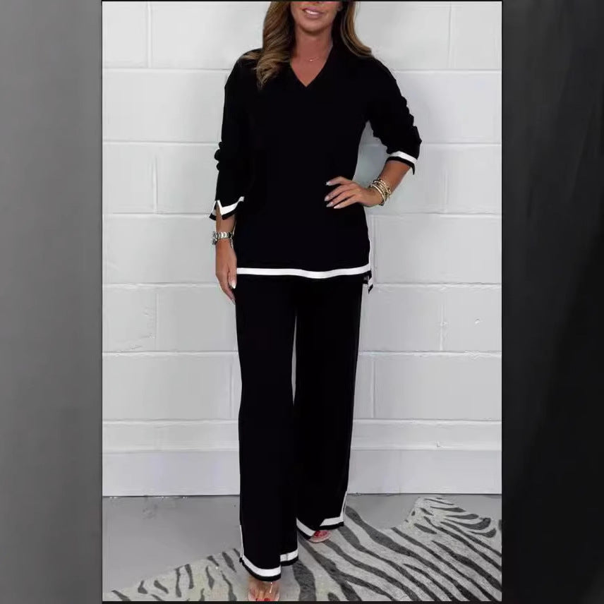Damen Lässiges Strick-Set mit weitem Schnitt und eleganten Kontrasten ModeGeist