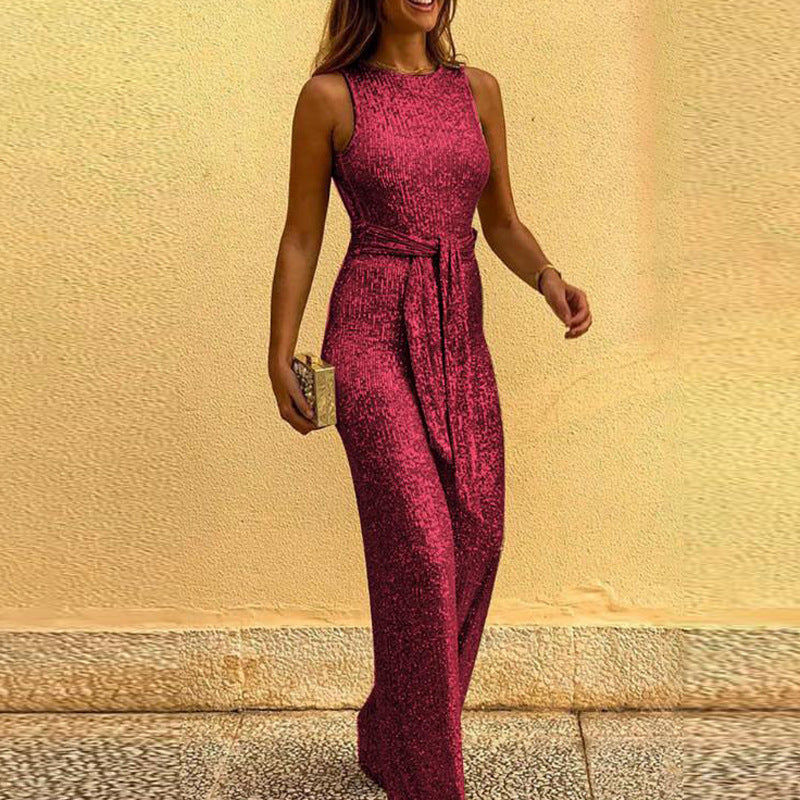 Damen Glitzerndes Abendkleid mit elegantem Taillengürtel ModeGeist