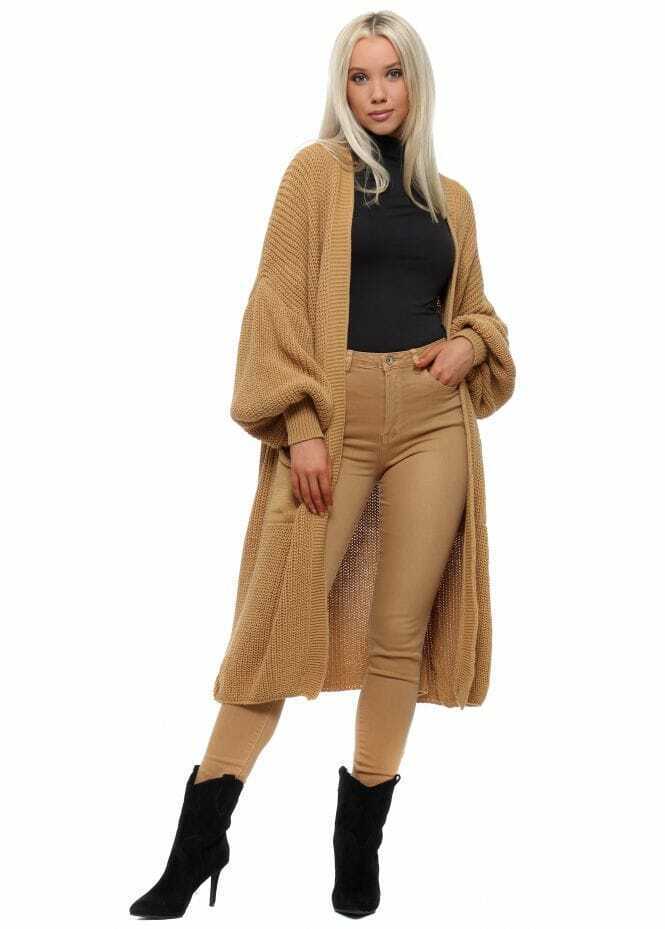 Damen Langer Strickmantel mit großzügigen Taschen ModeGeist