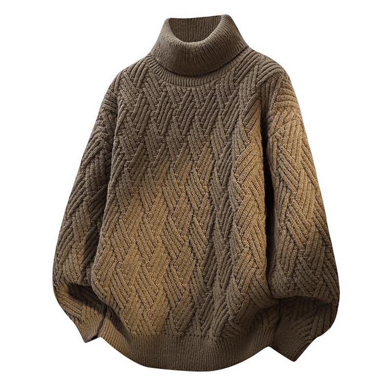 Damen Oversized Rollkragenpullover mit strukturiertem Zopfmuster ModeGeist