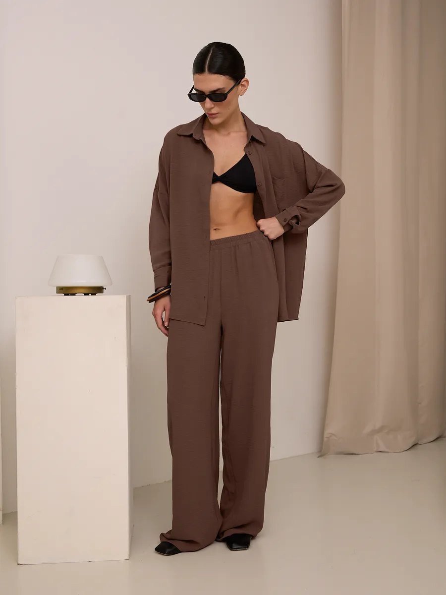 Damen lässige Bluse im Oversized-Stil mit Taschen ModeGeist
