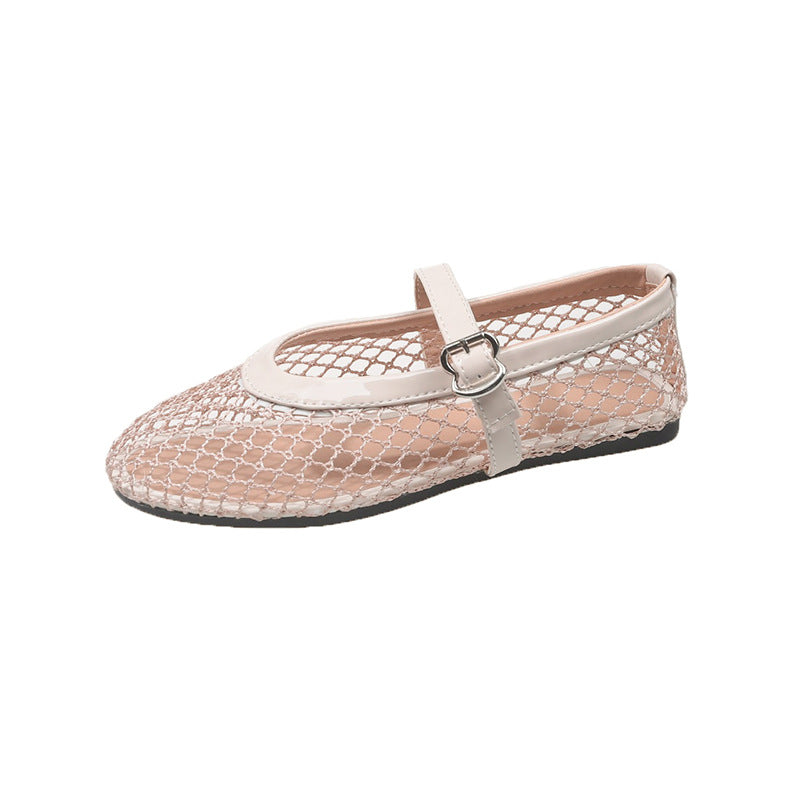 Modische Damen-Ballerinas aus Netzstoff mit Riemen