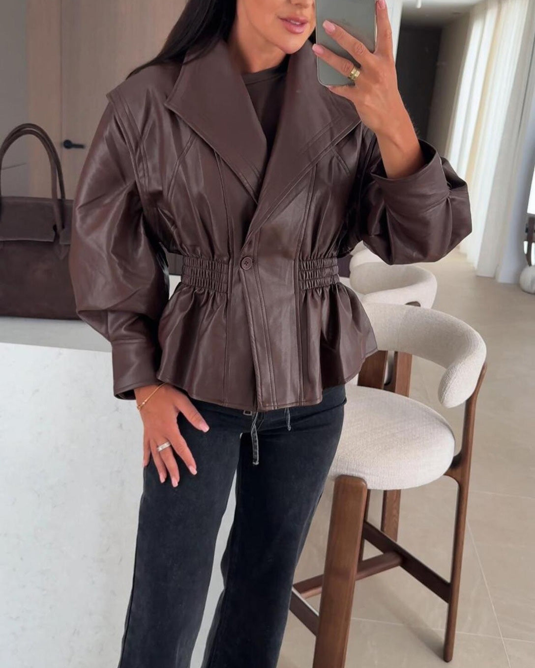 ModeGeist | Revers Taille Cropped Pu-Jacke
