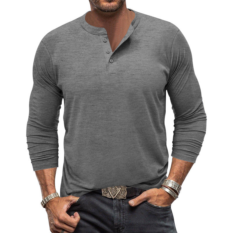 Herren Langarm T-Shirt mit Knopfleiste ModeGeist