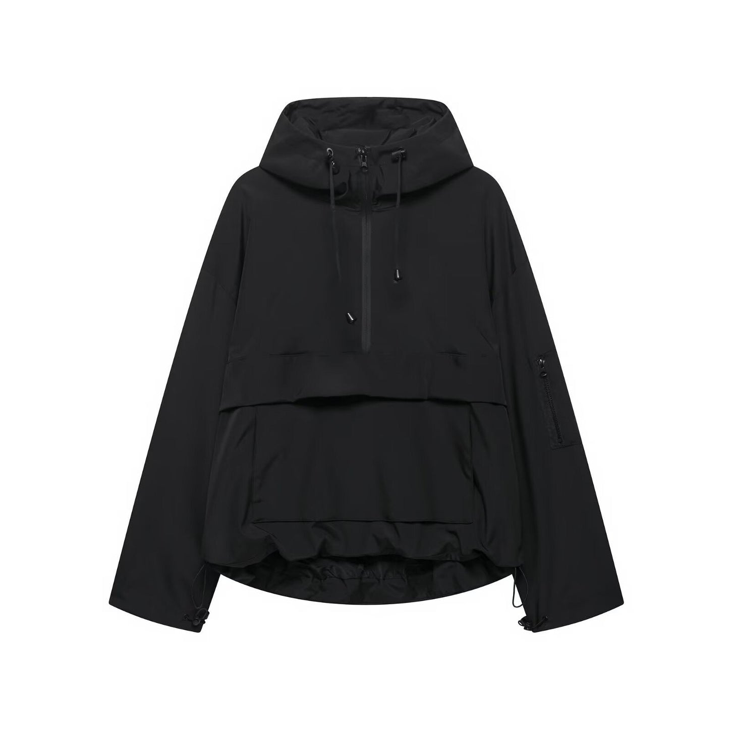 Damen funktionale Kapuzenjacke mit praktischen Taschen und verstellbarem Saum ModeGeist