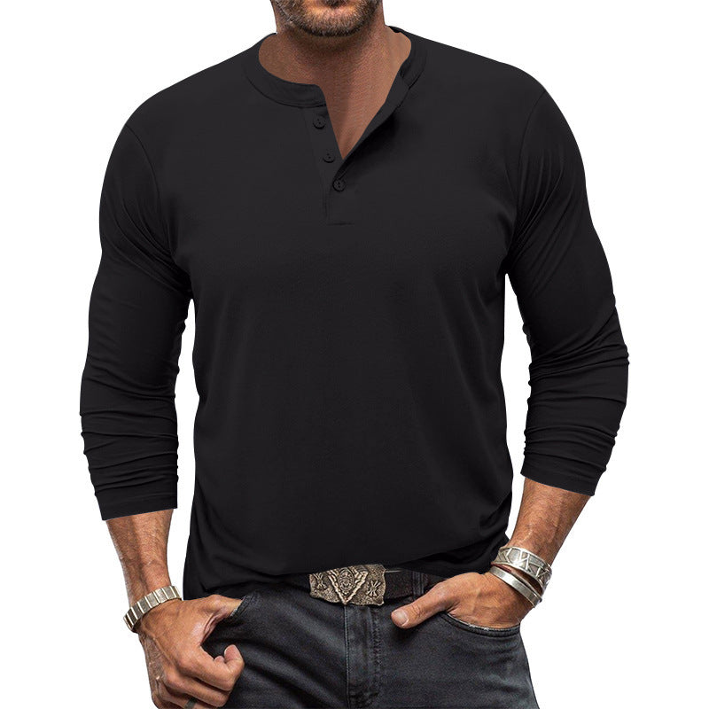 Herren Langarm T-Shirt mit Knopfleiste ModeGeist
