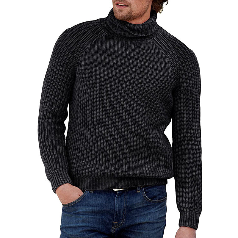 Herren Grobstrick Pullover mit hohem Kragen ModeGeist