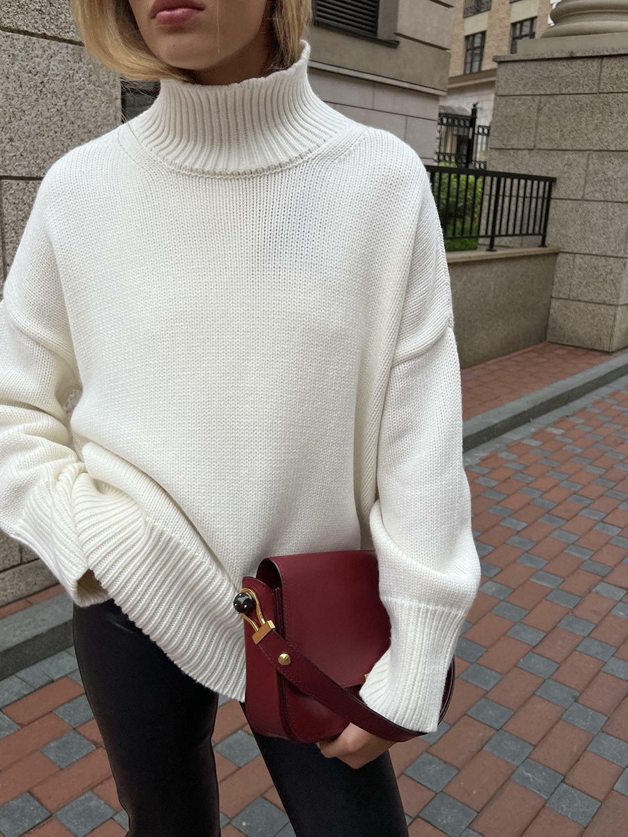 Damen Kuscheliger Rollkragenpullover aus hochwertiger Baumwollmischung mit lockerer Passform ModeGeist
