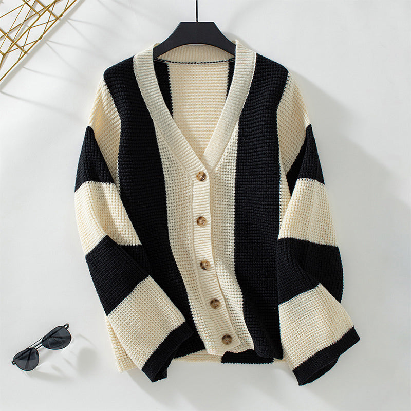 ModeGeist | Gestreifter Strick Strickjacke