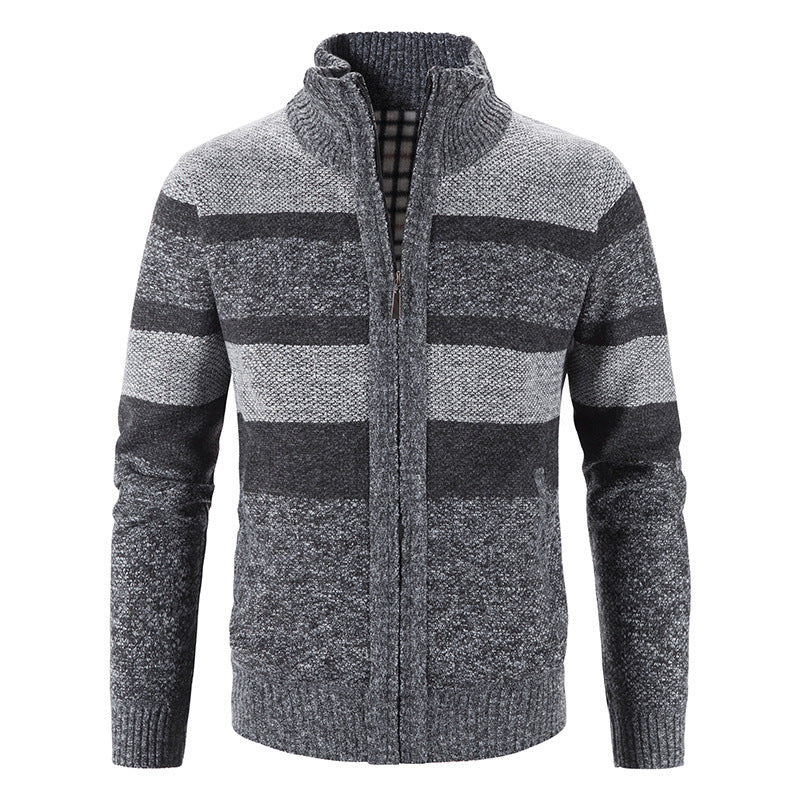 Herren modische Strickjacke mit Stehkragen und Reißverschluss ModeGeist