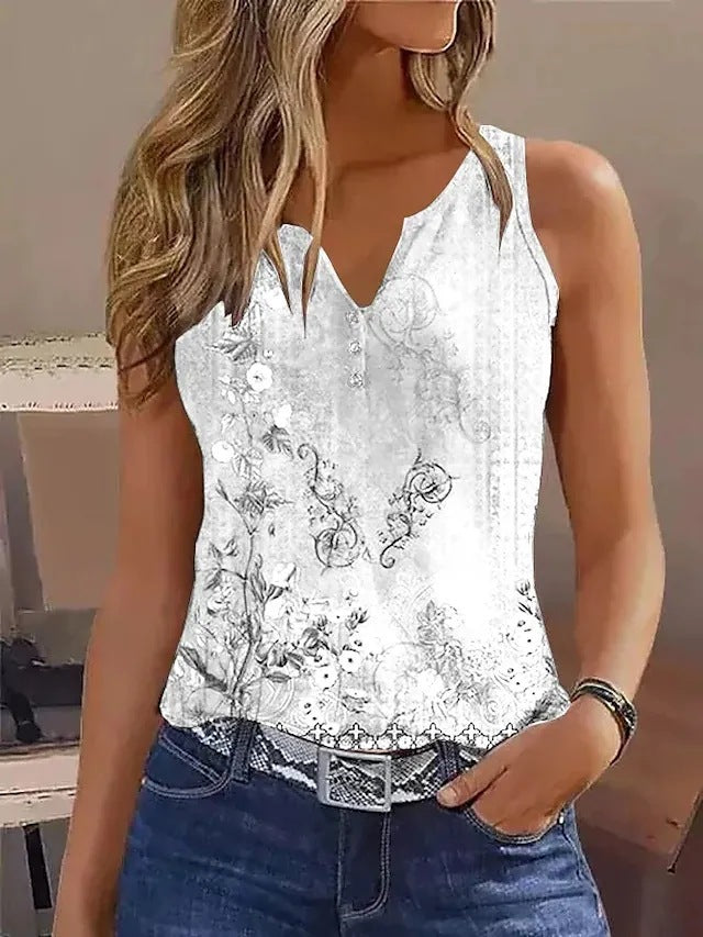 Damen Elegantes ärmelloses Oberteil mit floralen Akzenten ModeGeist