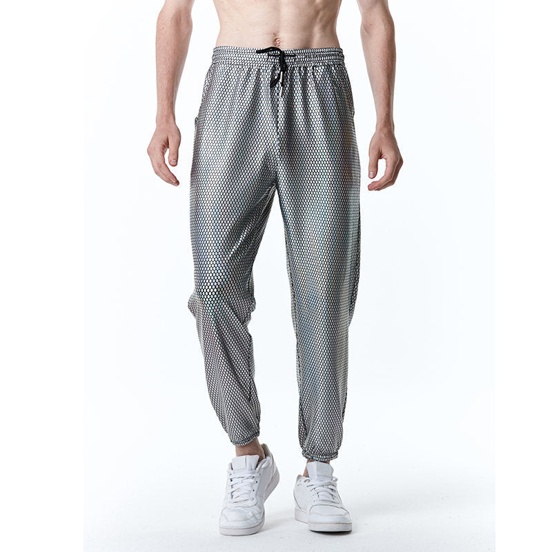 Herren futuristische Mesh-Hose im angesagten Metallic-Look ModeGeist