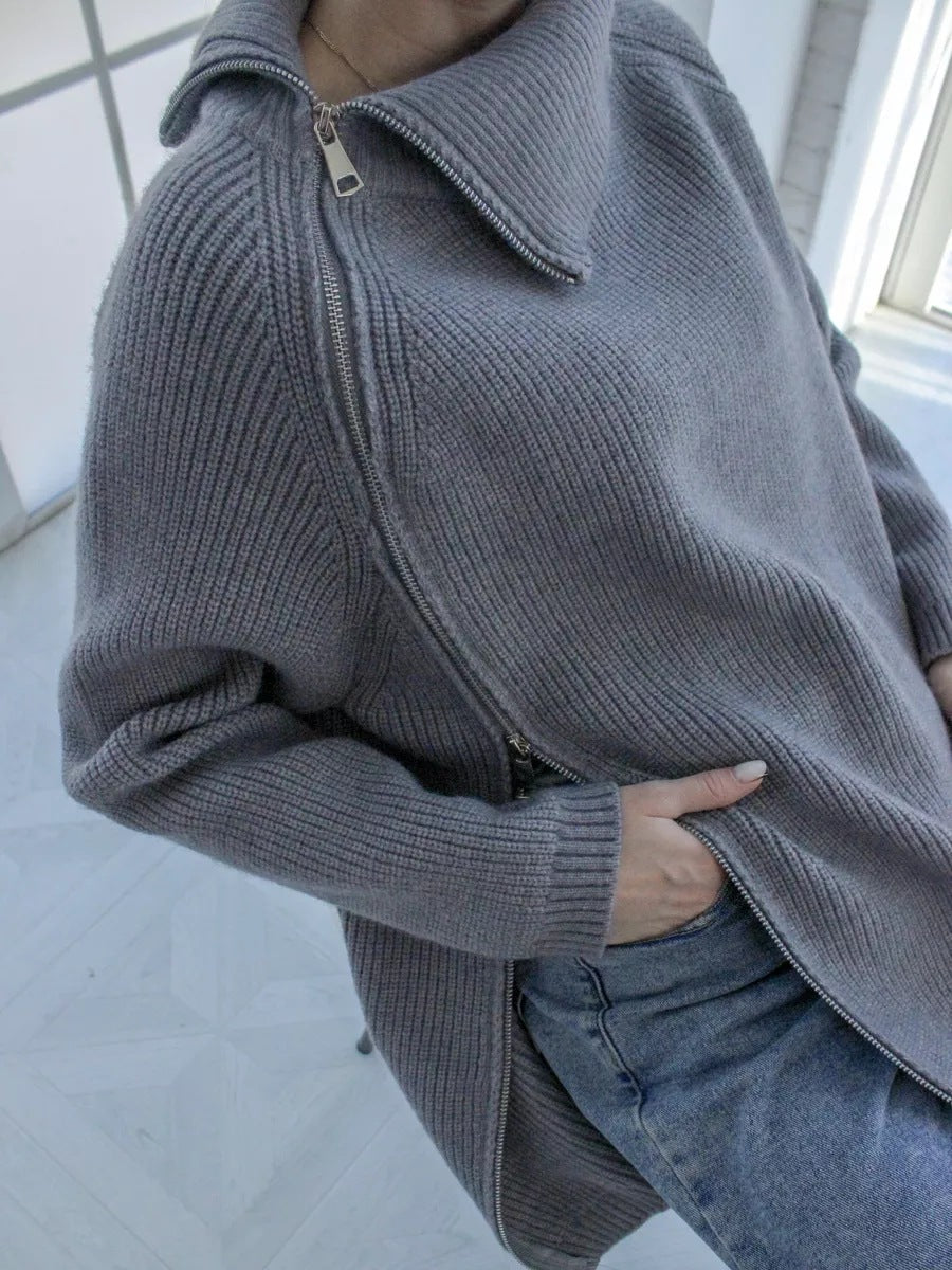 ModeGeist | Wärmer Bequemer Damenpullover mit Reißverschluss