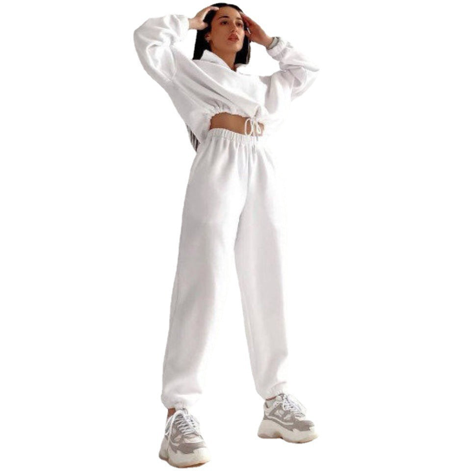 Damen Fleece-Jogginganzug mit kurzem Reißverschluss und lässigem Schnitt ModeGeist