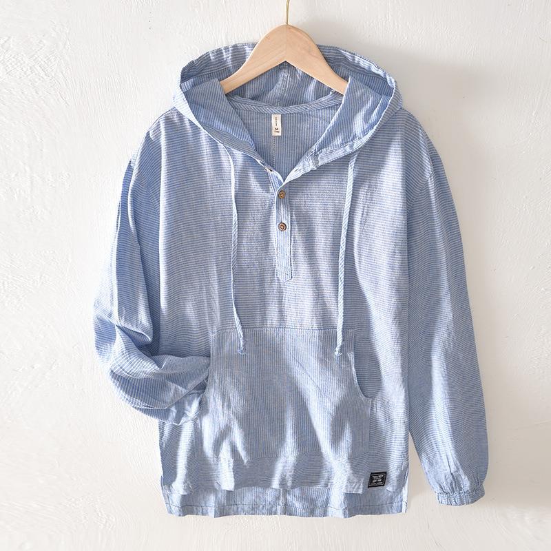 Hochwertiger Leinen-Kapuzenpullover von Fudus im Oxford-Stil