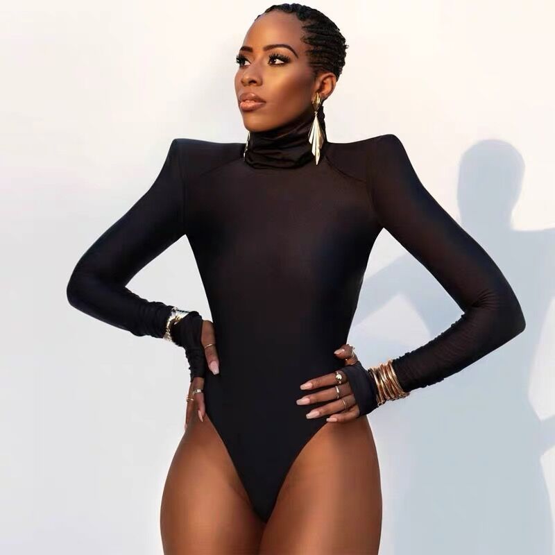 Damen eleganter Rollkragen-Bodysuit aus bequemem Stretch-Material ModeGeist