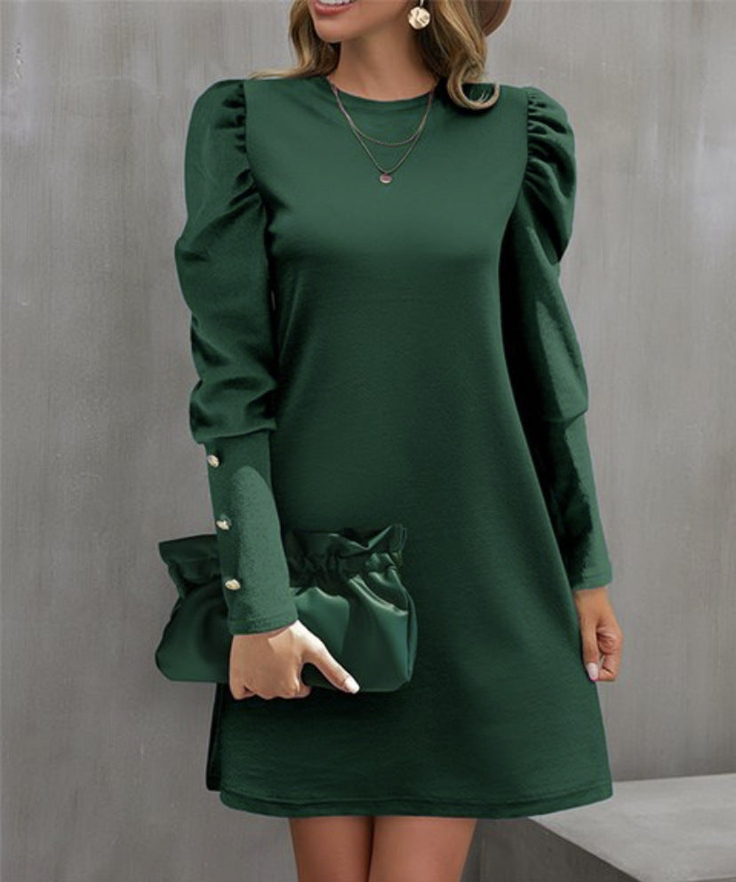 Damen Puffärmel Minikleid mit elegantem Rundhalsausschnitt ModeGeist