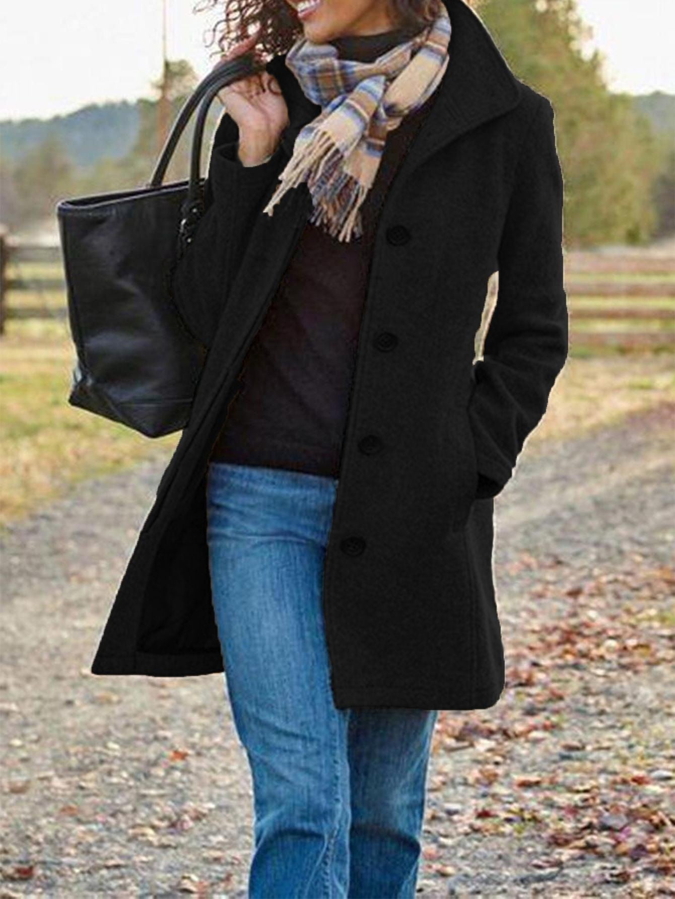 Damen Elegante Wollmantel mit modernen Knopfdetails ModeGeist