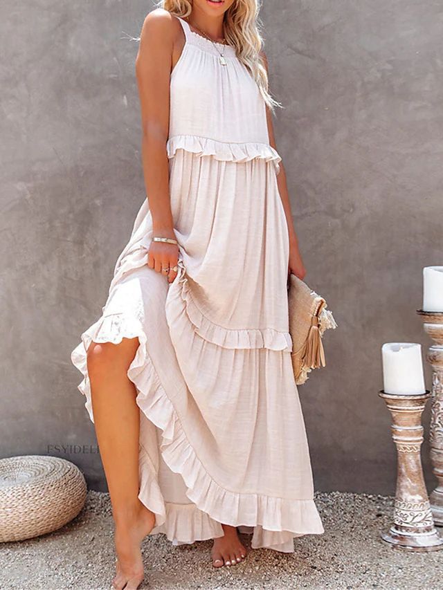 Elegantes Maxikleid mit Volant und elastischem Bund von MODEGEIST
