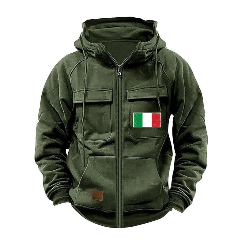 Herren modische Kapuzenjacke mit praktischen Taschen und verstellbarem Kragen ModeGeist