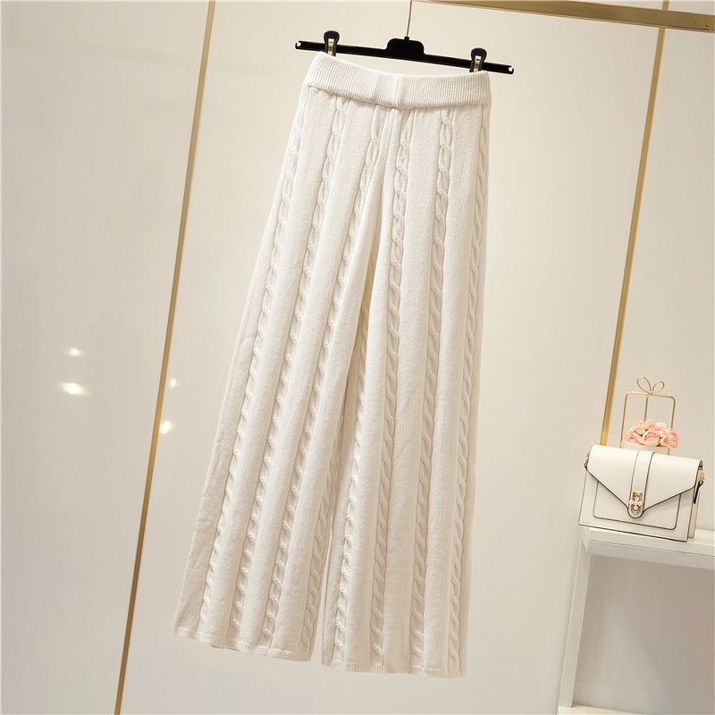 Damen Strickweite Palazzo-Hose mit Zopfmuster ModeGeist