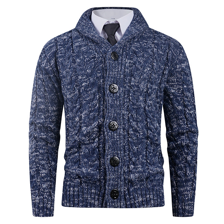 Herren Strickjacke mit Zopfmuster und schickem Schalkragen ModeGeist