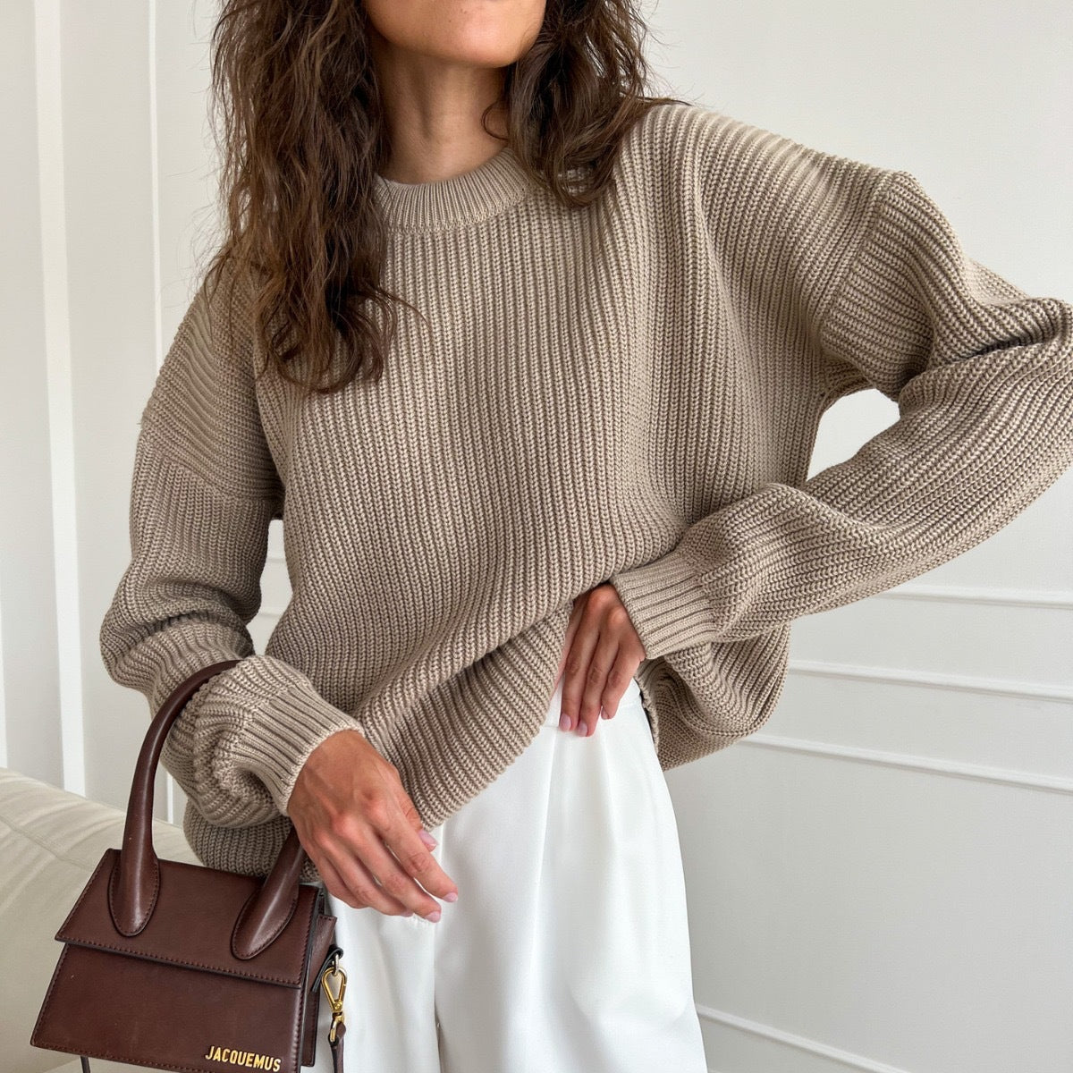 Damen Oversized Strickpullover mit strukturiertem Muster ModeGeist