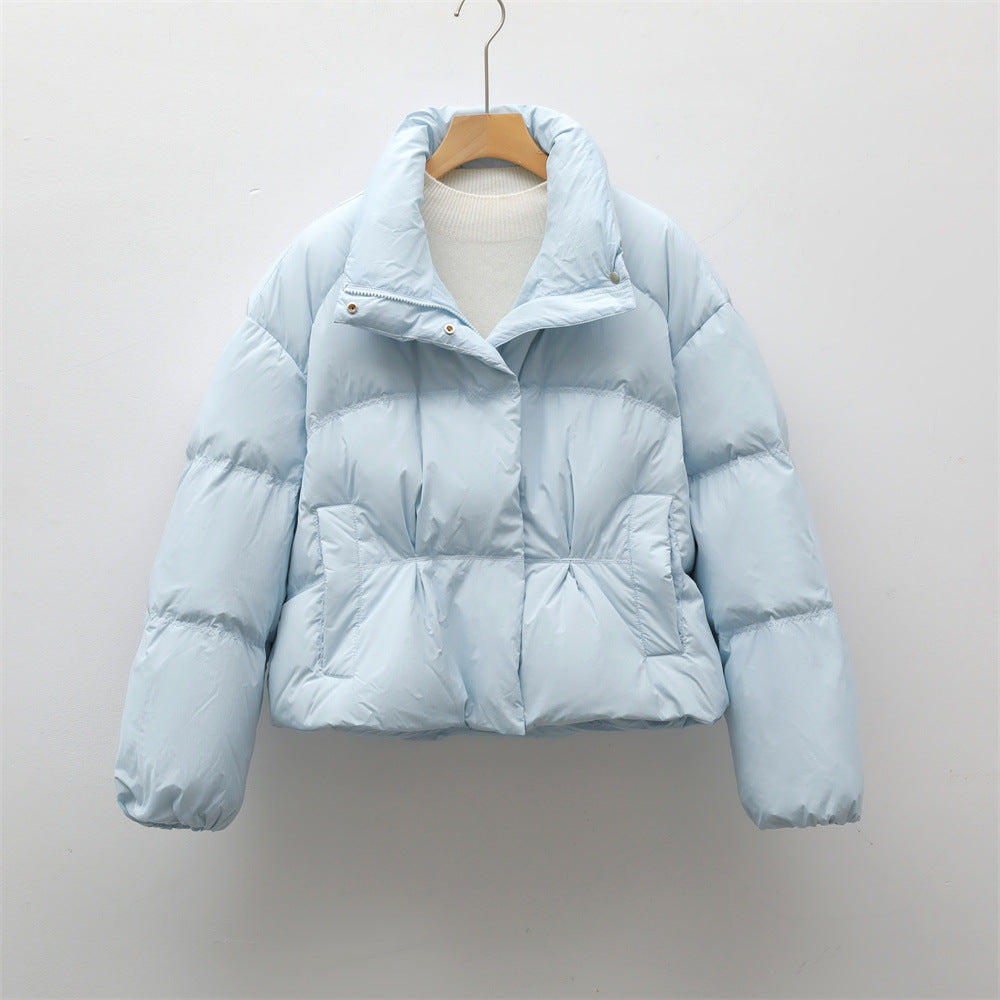 Damen modische gesteppte Kurzjacke mit hohem Kragen und praktischen Taschen ModeGeist