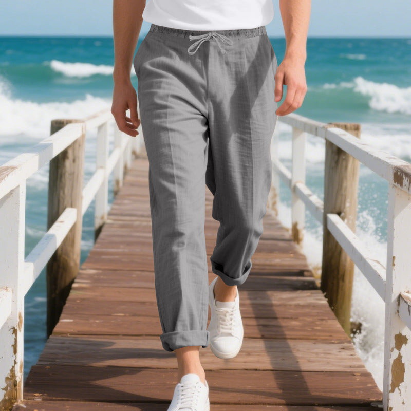 Herren bequeme Strandhose mit elastischem Bund und verstellbarem Kordelzug ModeGeist