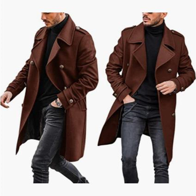 Herren Modischer Wollmantel mit lässigem Kragen und doppelten Knöpfen ModeGeist