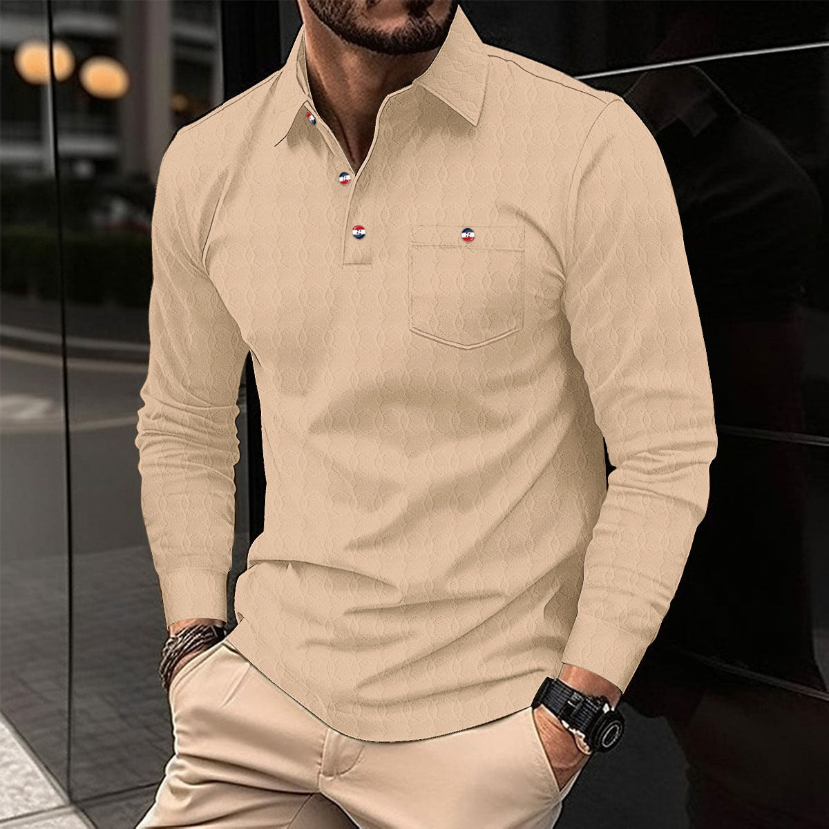 Herren Langarmshirt mit strukturiertem Muster ModeGeist