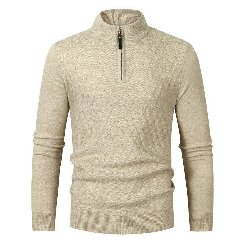 Herren Strickpullover mit modernem Rautenmuster und Reißverschluss ModeGeist