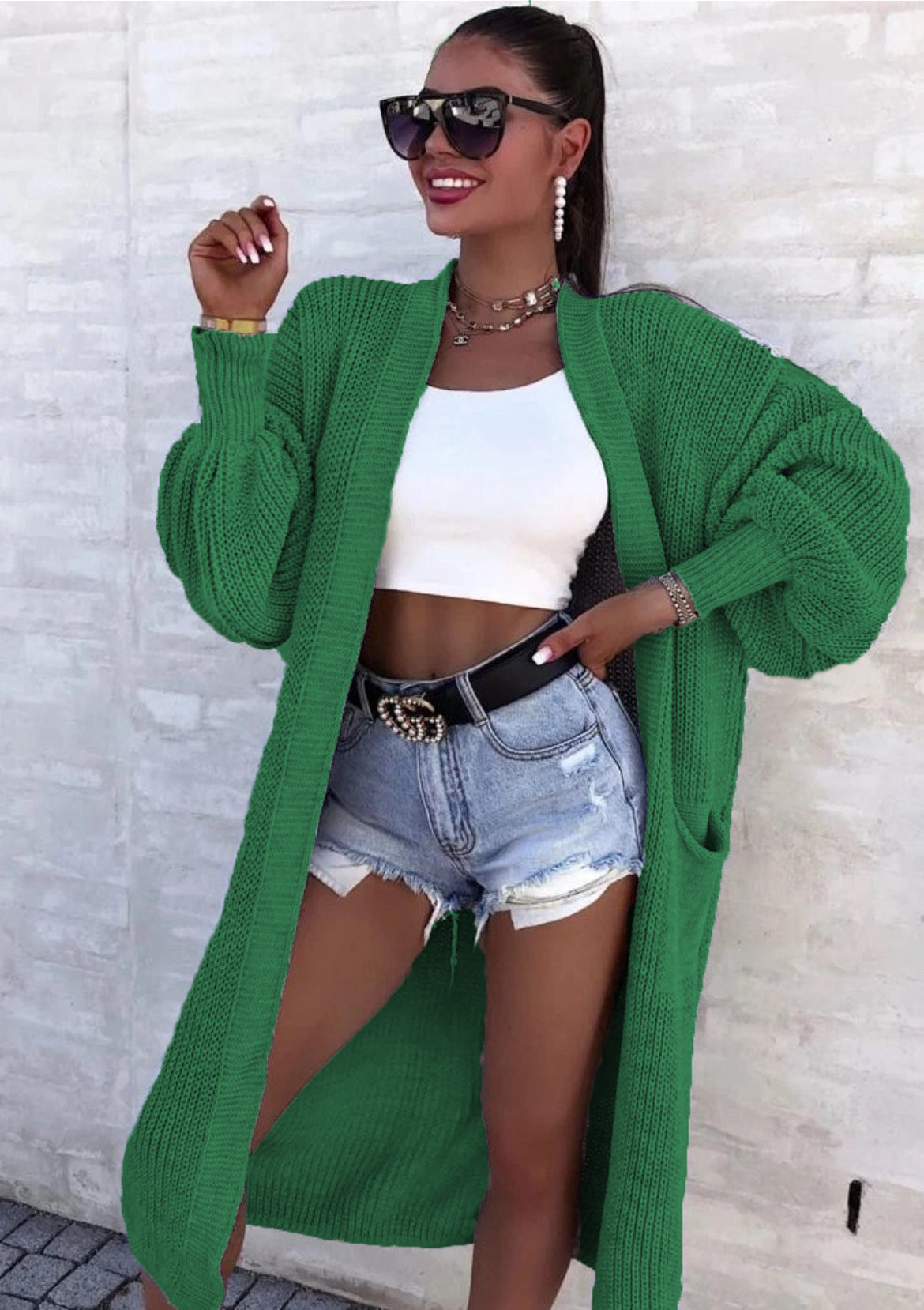 Damen Strickmantel mit weitem Schnitt und tiefen Taschen ModeGeist