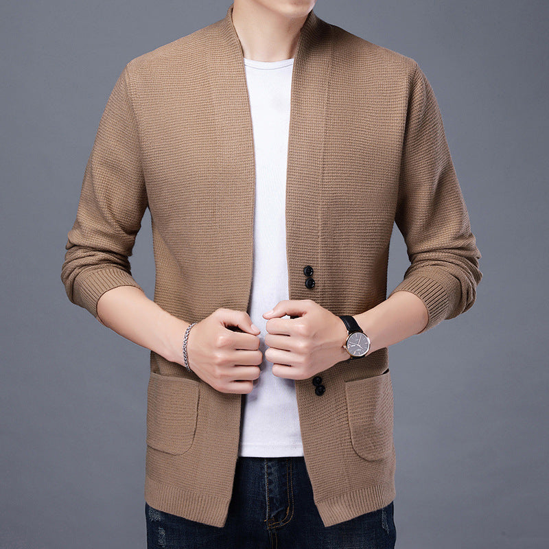 Herren Strickjacke mit lässigem Schalkragen und aufgesetzten Taschen ModeGeist