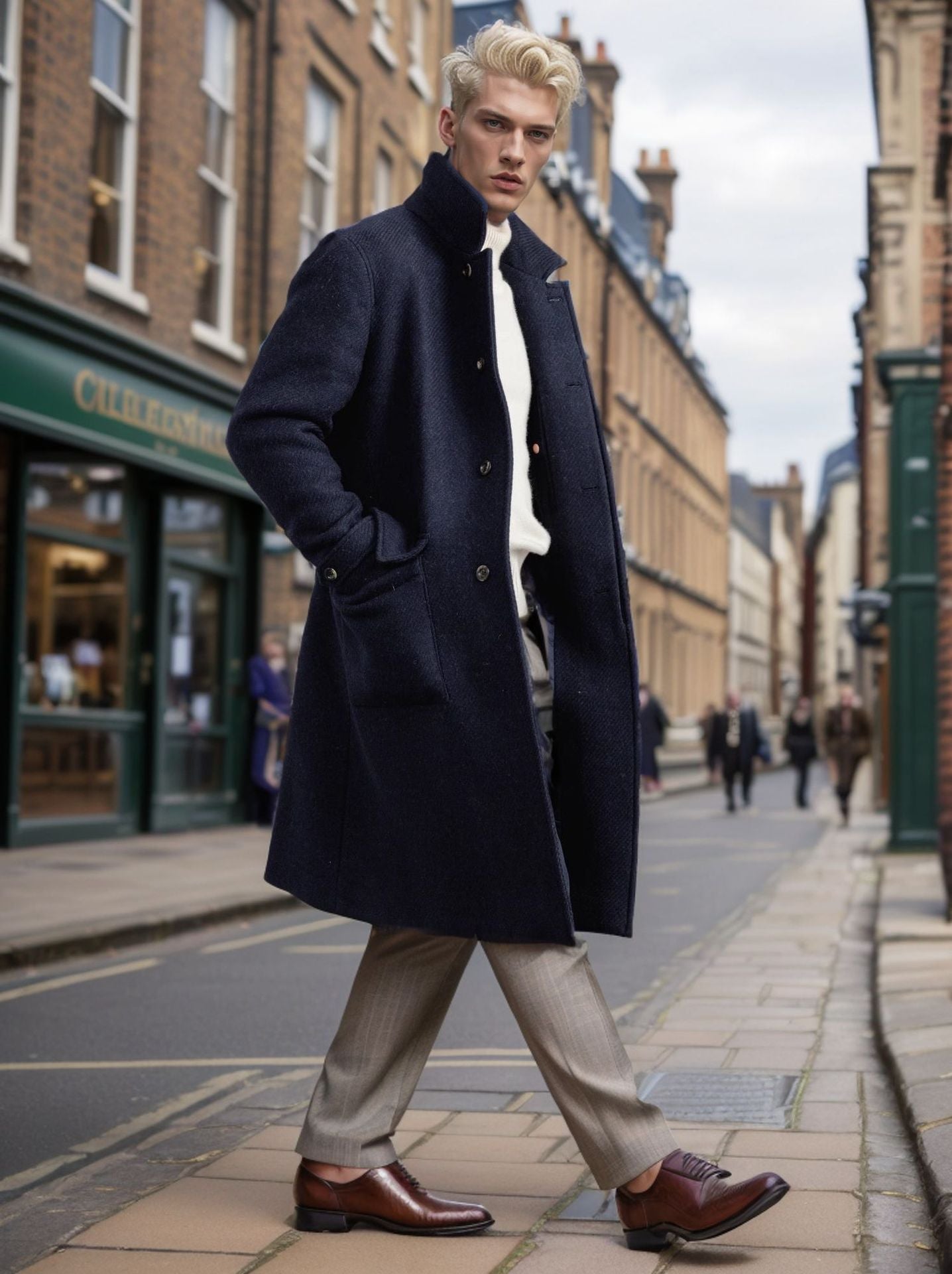 Herren eleganter Wool Peacoat ModeGeist