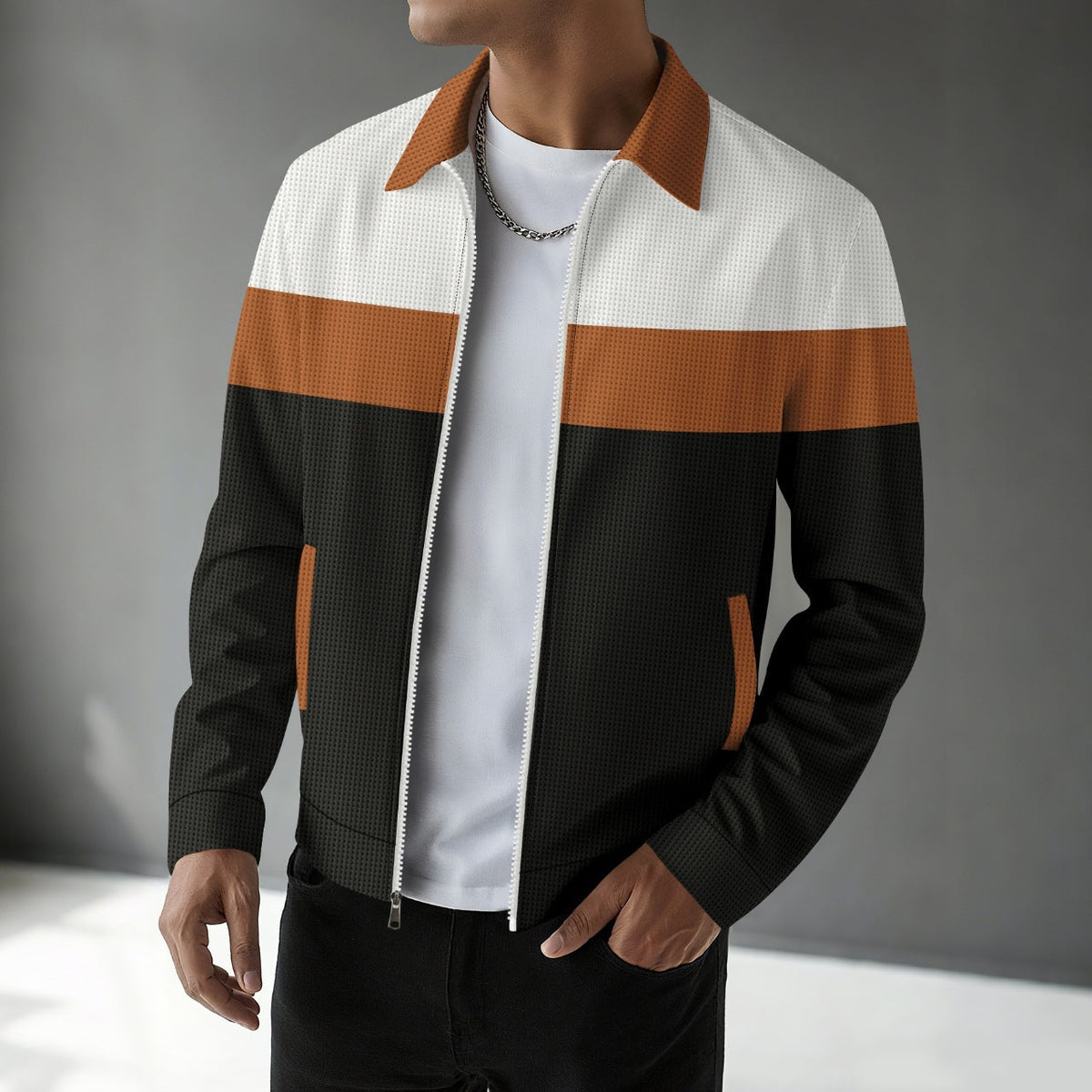 Herren modische Bomberjacke mit strukturiertem Design und Kontraststreifen ModeGeist