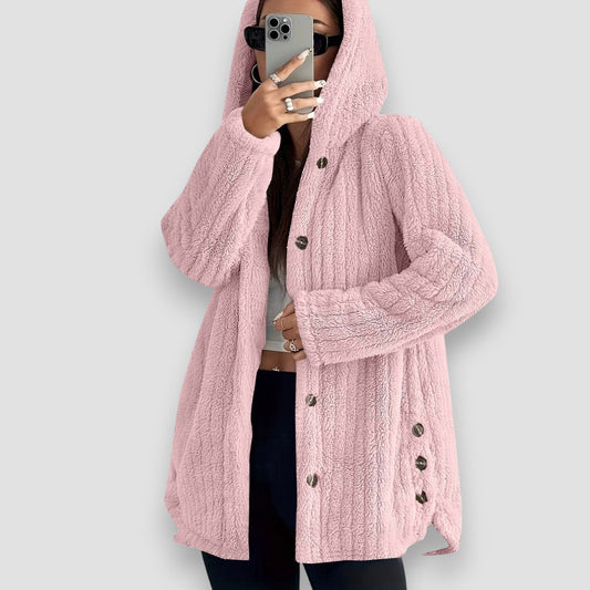 MODEGEIST Damen Kapuzen-Cardigan Plüsch Winter