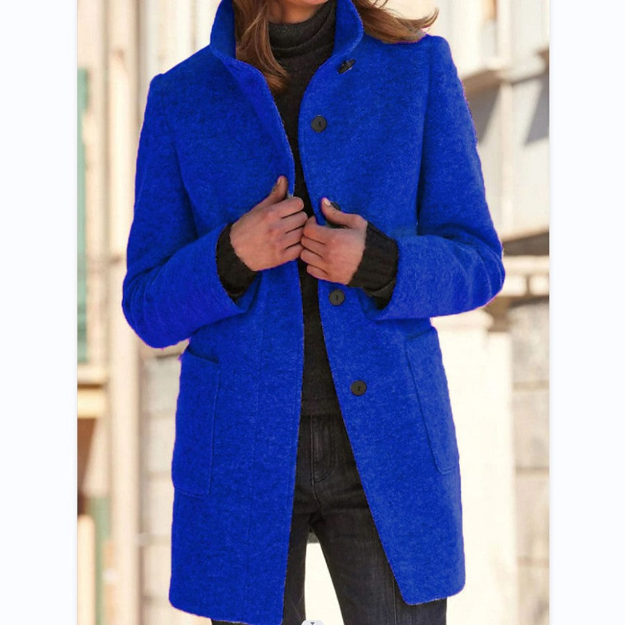 Damen eleganter Wollmantel mit modernem Schnitt und praktischen Taschen ModeGeist