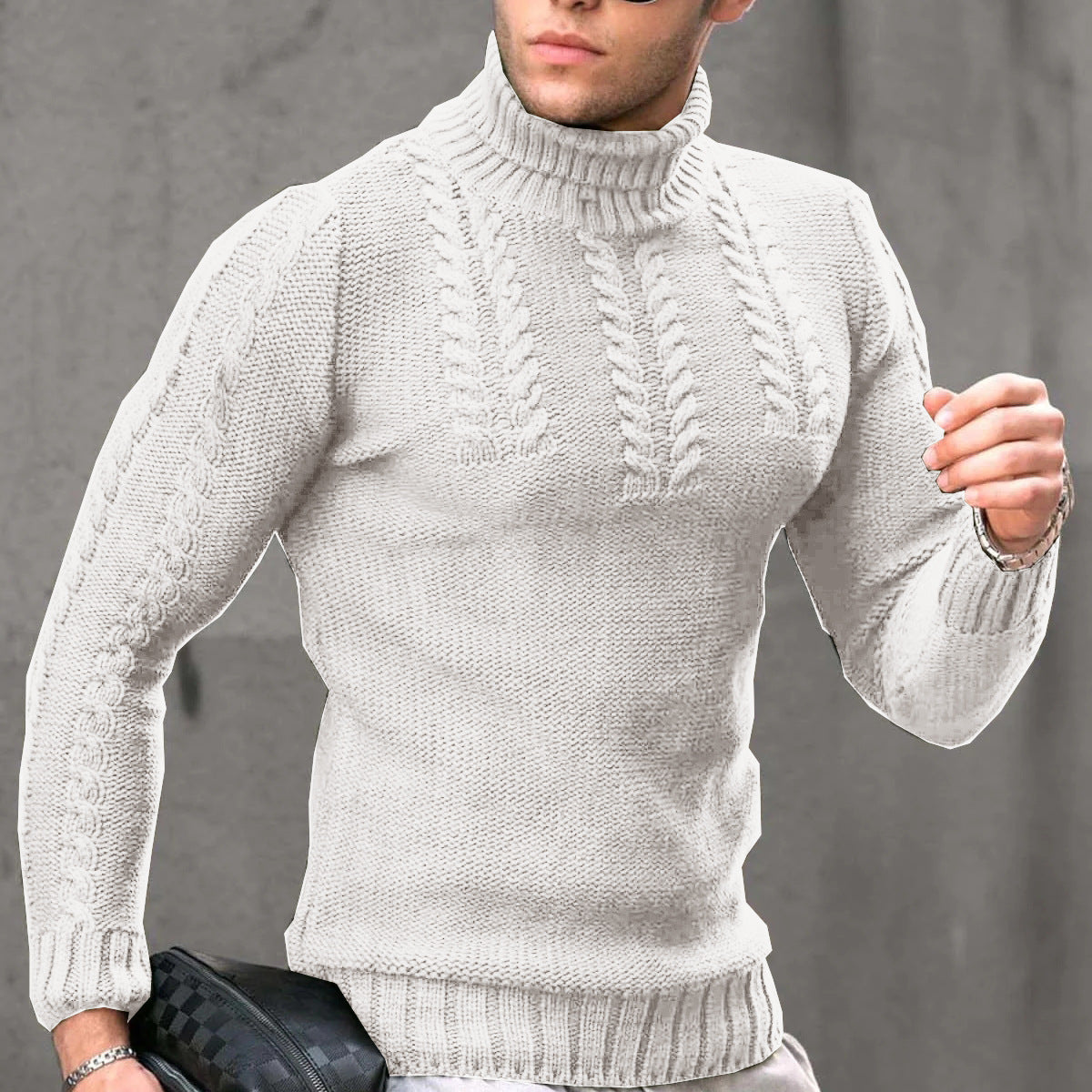 Herren Strickpullover mit hochstehendem Kragen ModeGeist