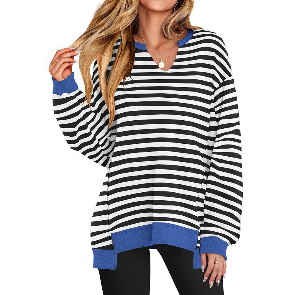 Damen Lässiger pullover mit V-Ausschnitt und überschnittenen Ärmeln ModeGeist