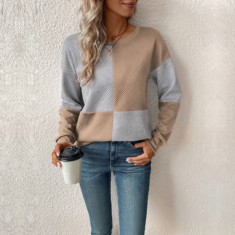 Damen gestreiftes Sweatshirt mit modischem Farbblockdesign ModeGeist