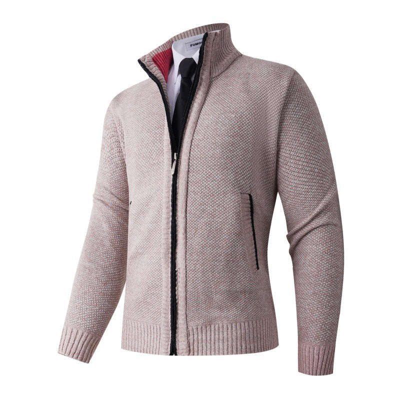 Herren stylische Strickjacke mit hohem Kragen und praktischen Taschen ModeGeist