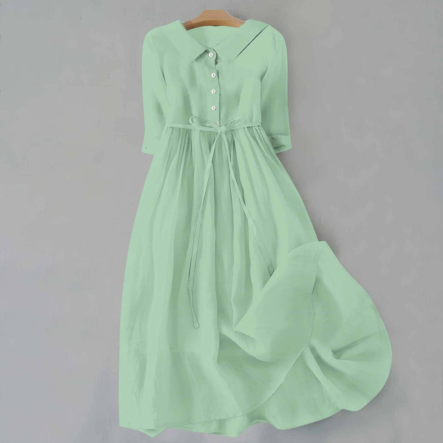 MODEGEIST Damen Casual-Kleid A-Linie Kurzarm Leichte Baumwolle Sommer