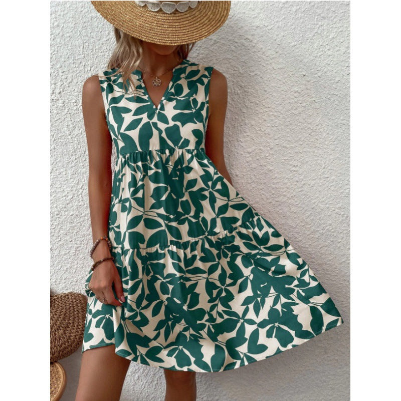 Modebewusstes Damen Freizeitkleid mit V-Ausschnitt und Rüschen