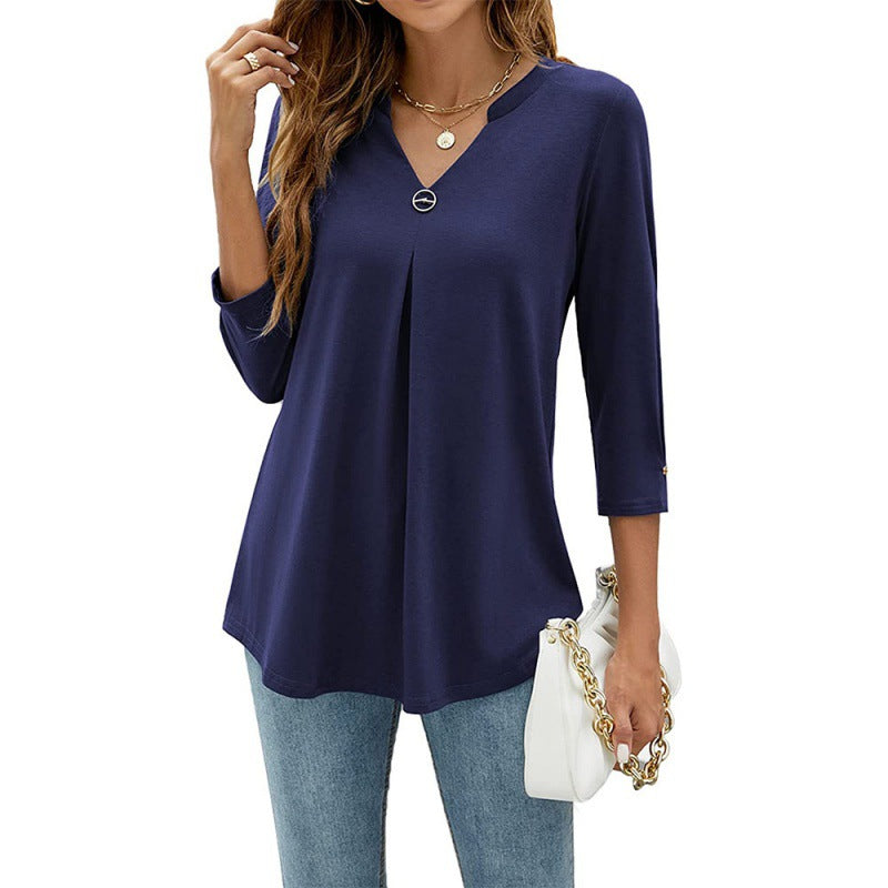Modisches Damen Langarmshirt mit eleganter Knopfleiste und A-Linie Schnitt
