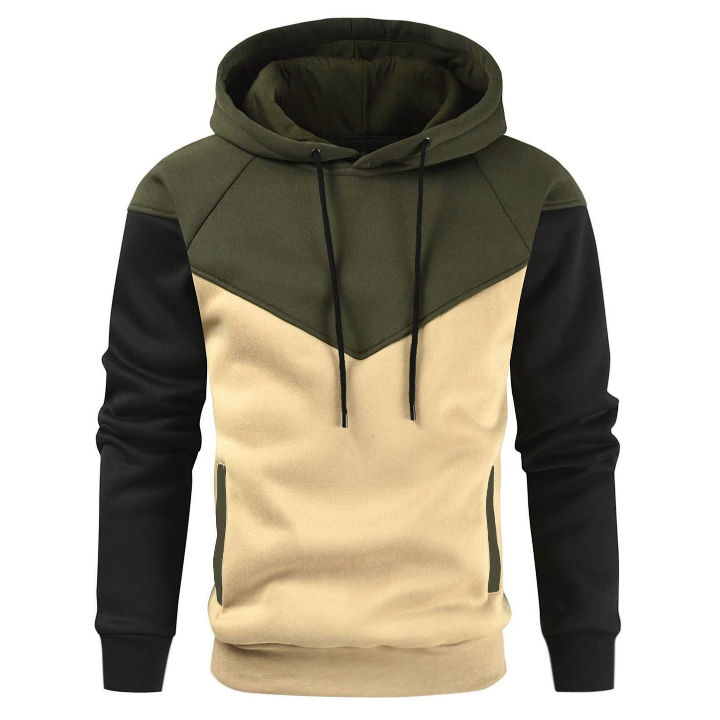 Herren modischer Kapuzenpullover mit geometrischem Farbspiel ModeGeist